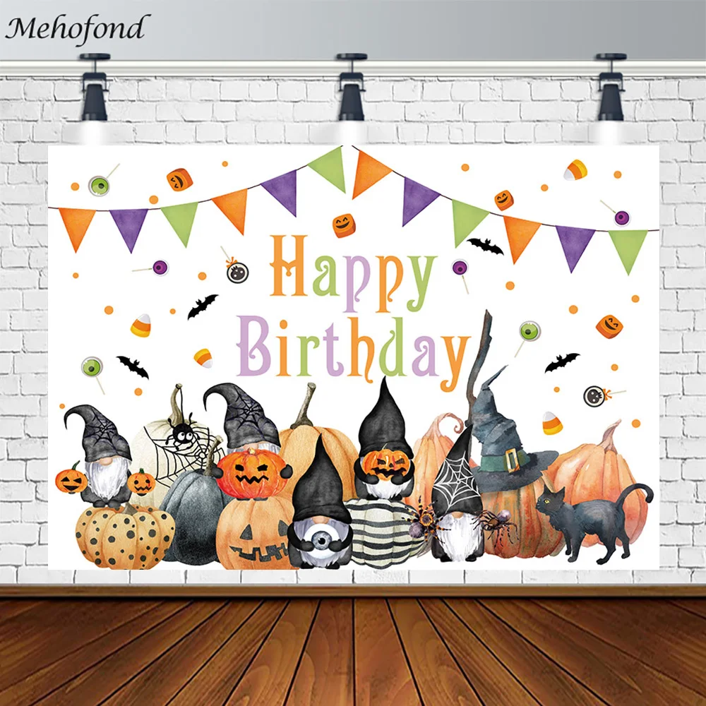 Mehofond Halloween Backdrops Boy Birthday Party Background Pumpkin Spider Imp Decoration Posters Photography Studio Photo Props