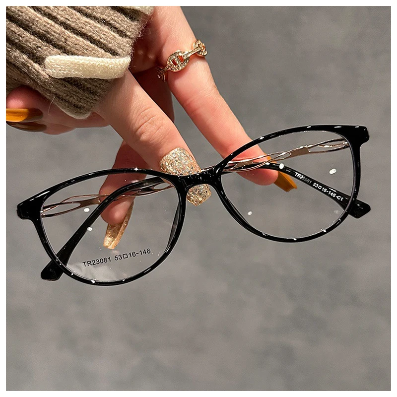 Japanese Cat-eye TR90 Ladies Myopia Glasses Frame Color Matching Wine Red Flat Mirror Optical Prescription Eyeglasses A-23081