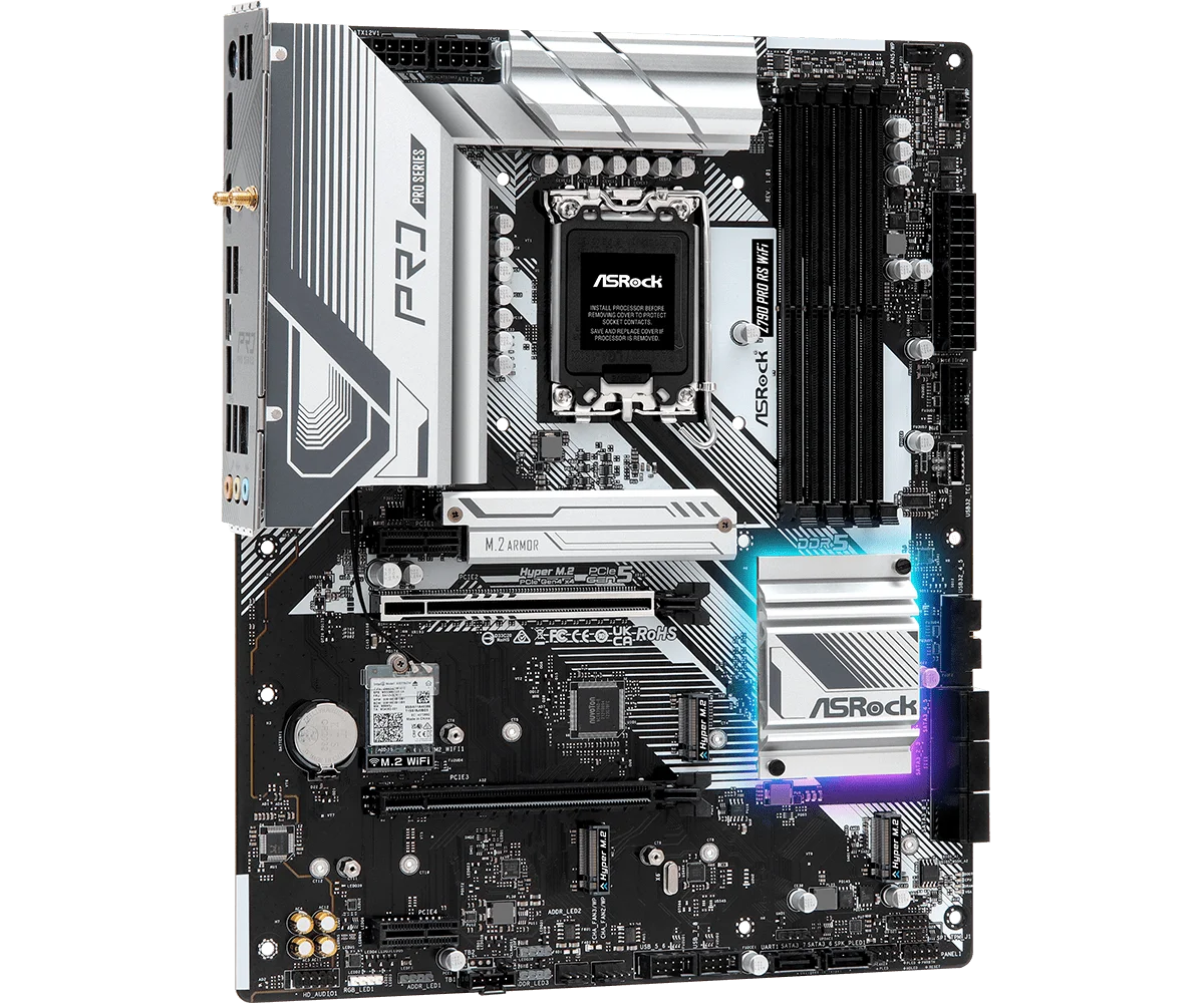 ASRock Z790 PRO RS WIFI Motherboard Intel Z790 LGA 1700 DDR5 256 GB Hyper M.2 Wi-Fi 6E unterstützt i7-14700 i5-13600 i9-12900 CPU