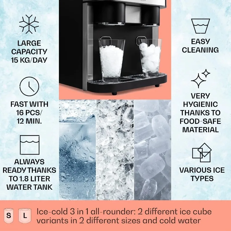 Popular 3-in-1 Tabletop Water Cooler Compressor Cooling Ice Maker & Ice Crusher with 3 Taps Electric for Car Outdoor RV Use