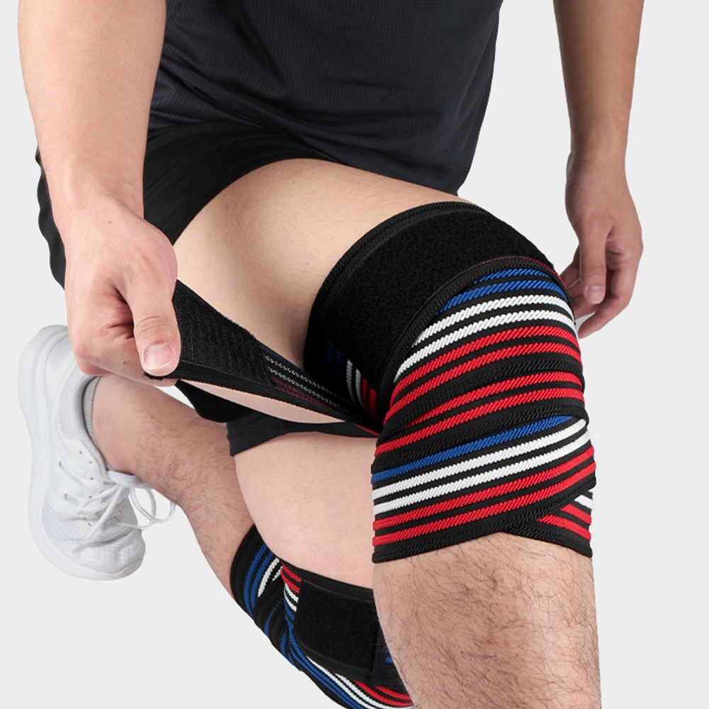 Knee Wrap Compression Bandage Adjustable Training Knee Sleeves for Cross Fitness Squats Powerlifting
