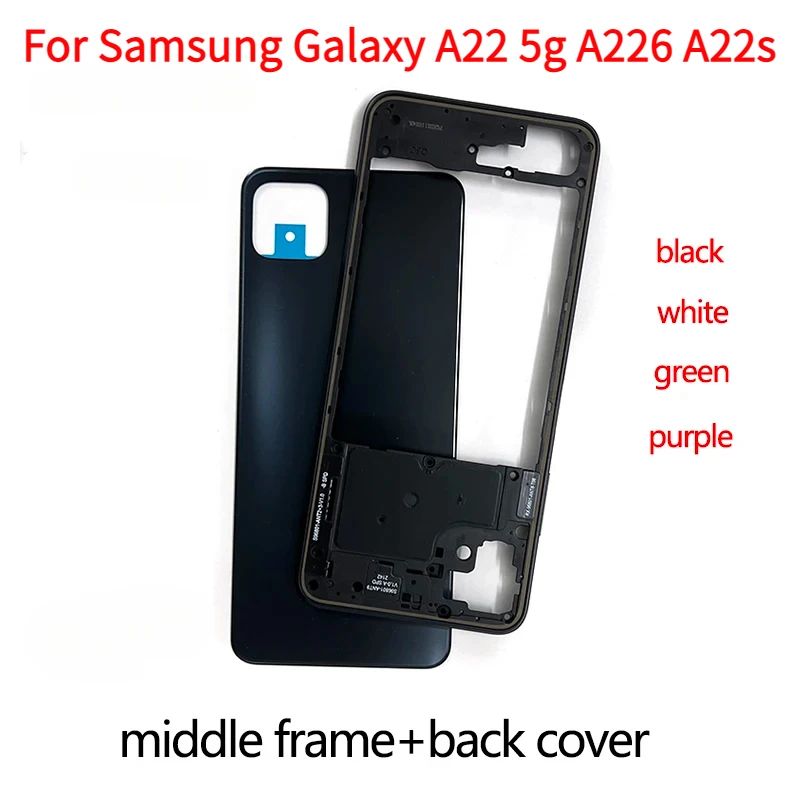 For Samsung Galaxy A22 5g A226 A22s Battery Case Housing Lid Chassis Middle Frame Back Cover Side Keys Repair Parts