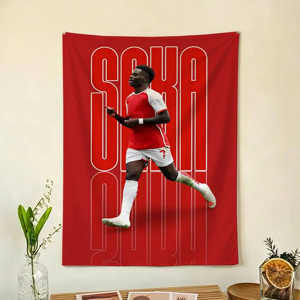 B-Bukayo Football S-Saka 7 Flags Wall Hanging Background Art Banner for Bedroom Home Outdoor Decor