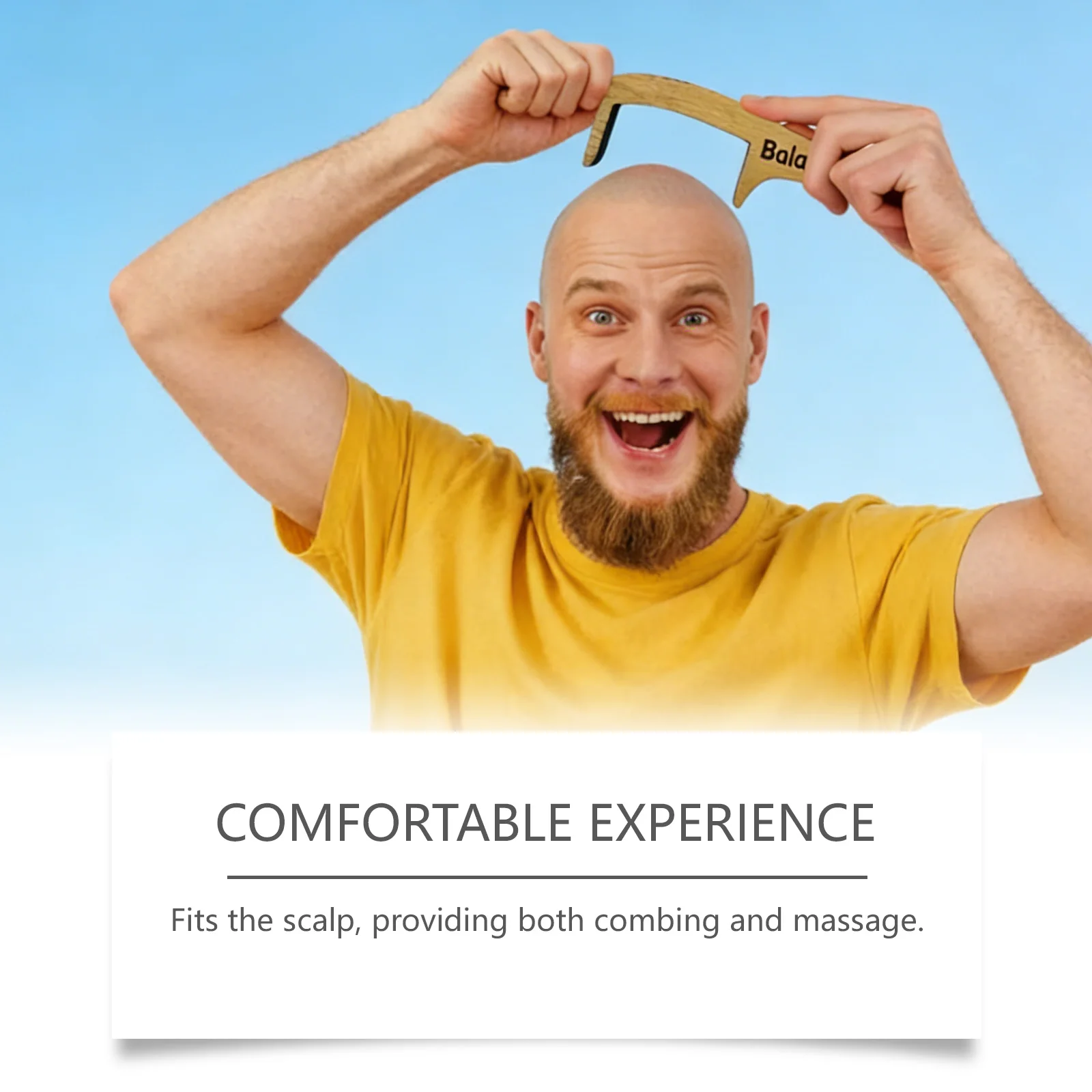 Bald Head Funny Comb - Daily Men's Novelty Gag Gift Handcrafted Wooden Scalp Massage Non-Slip Grip Comb