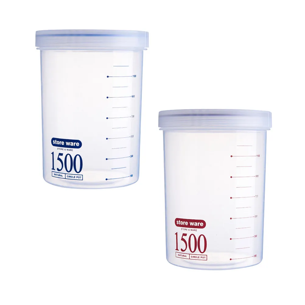 760Ml Sealed Food Storage Container Screw Lid Round Transparent Plastic Bottle Airtight Leakproof for Cereal Flour Sugar Rice
