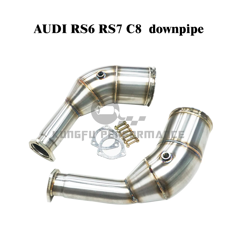 

KUNGFU PERFORMANCE 2mm Thickness SS304 High Flow Catless Competition Downpipe for RS6 C8 RS7 4.0TFSI 2020+ Decat