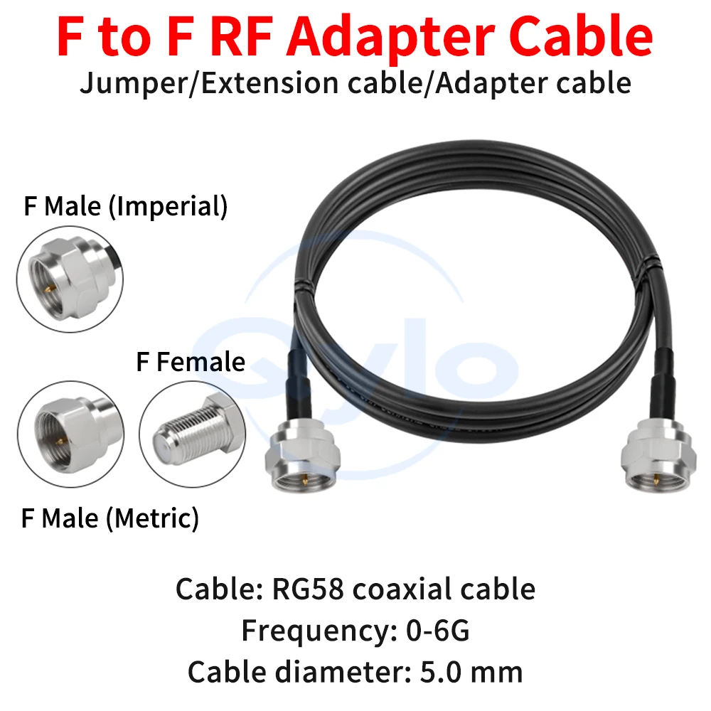 

F-to-F Extension Cable RG58 Double-Shielded RF Cable 0-6GHz F-to-F Male/Female Adapter Cable (1 pcs)