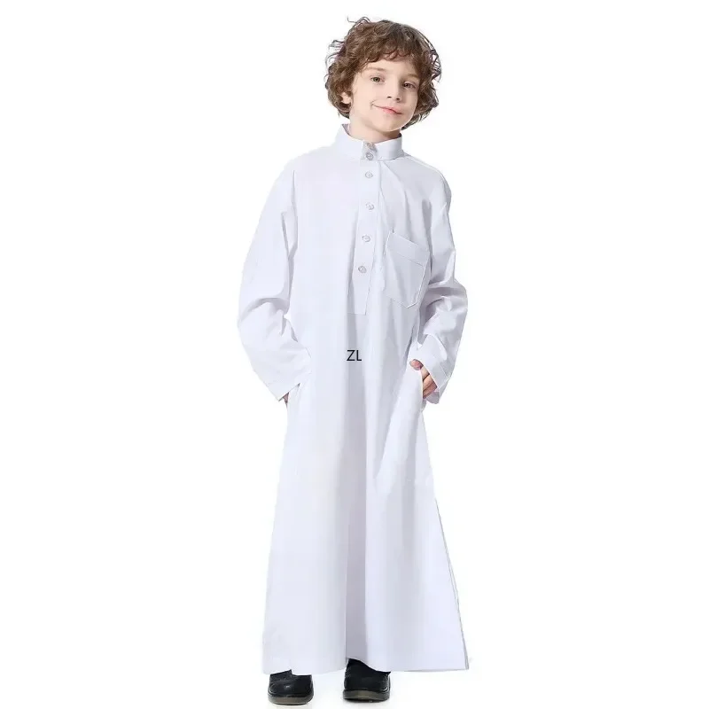 Vestido musulmán saudita para niños, Dishdasha, bata de manga larga, Thobe, Abaya islámica de Dubái, ropa árabe de Oriente Medio, caftán para niños