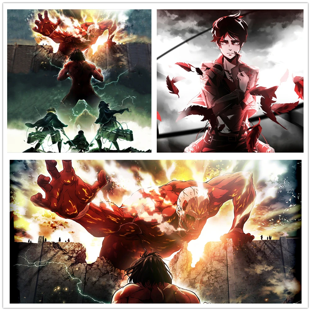 WTQ Attack on Titan Retro Poster Japanese Anime Canvas Painting Anime Posters Wall Decor Poster Wall Art Picture Home Decor