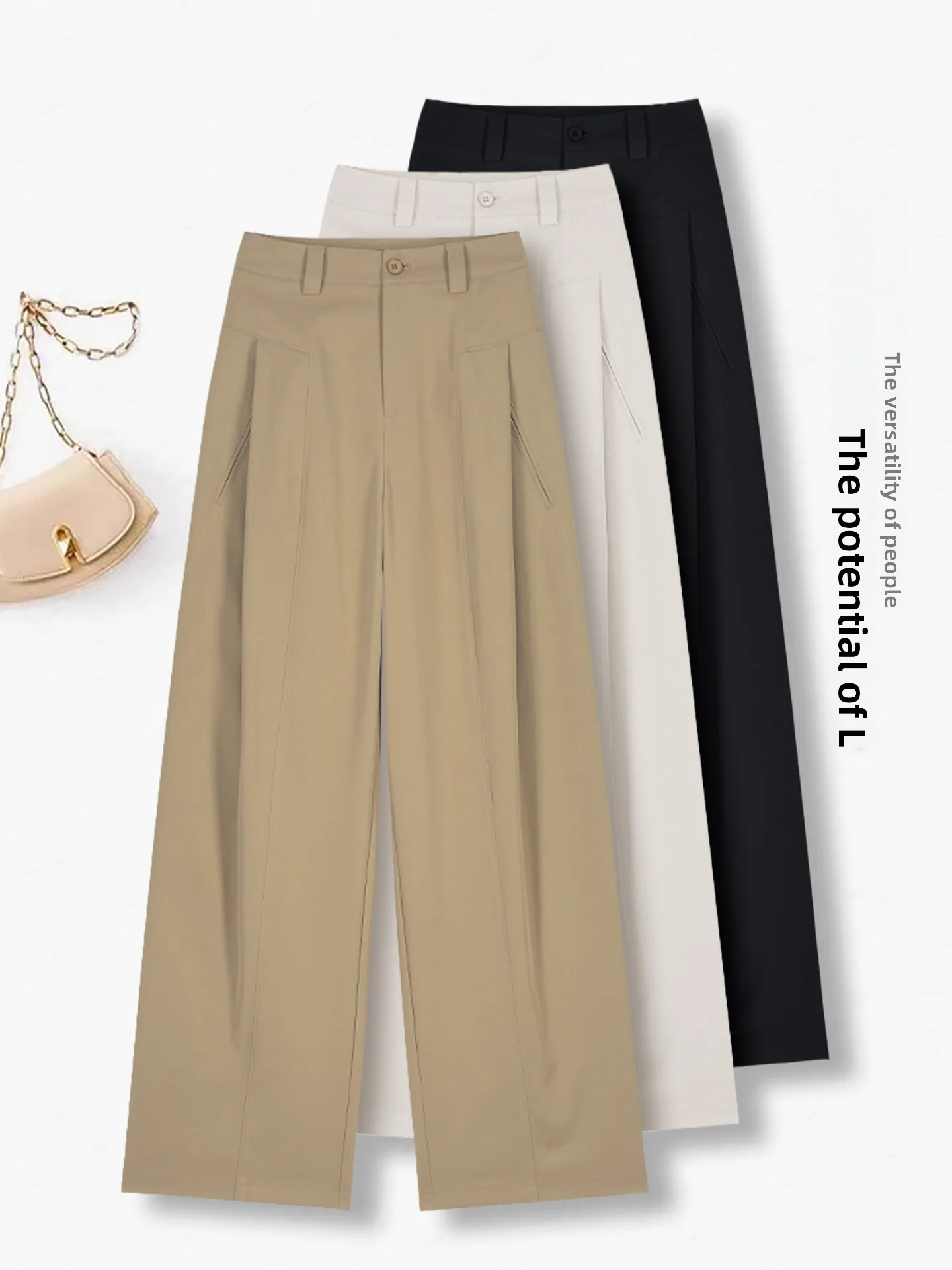 

Женские повседневные брюки-палаццо с высокой талией, свободного кроя, весна-осень 2026, новинка, брюки-гармошка с эффектом похудения