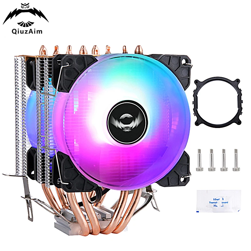 

QiuzAim CPU Case Air-cooled Cooling Fan Twin Towers 4 Heat Pipe Processor 4Pin/PWM Installing LGA2011 x79 x99 2099 2066 am4 am5