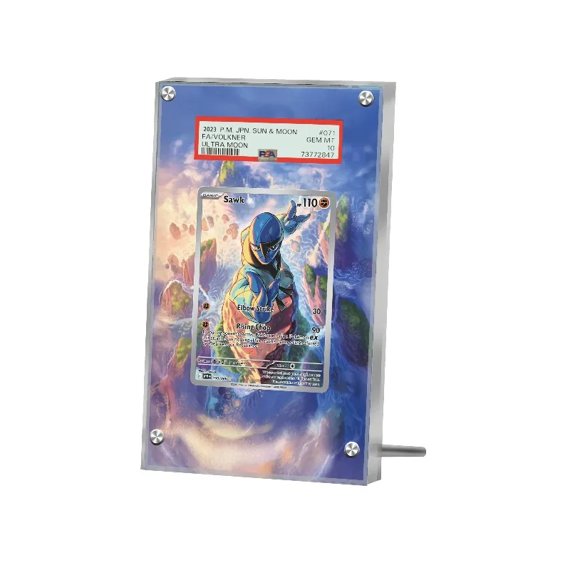 Display for Pokemon Cards PTCG Sawk Anime Game Collection Expand Gift Self Made Acrylic Protective Case Keychain Toy