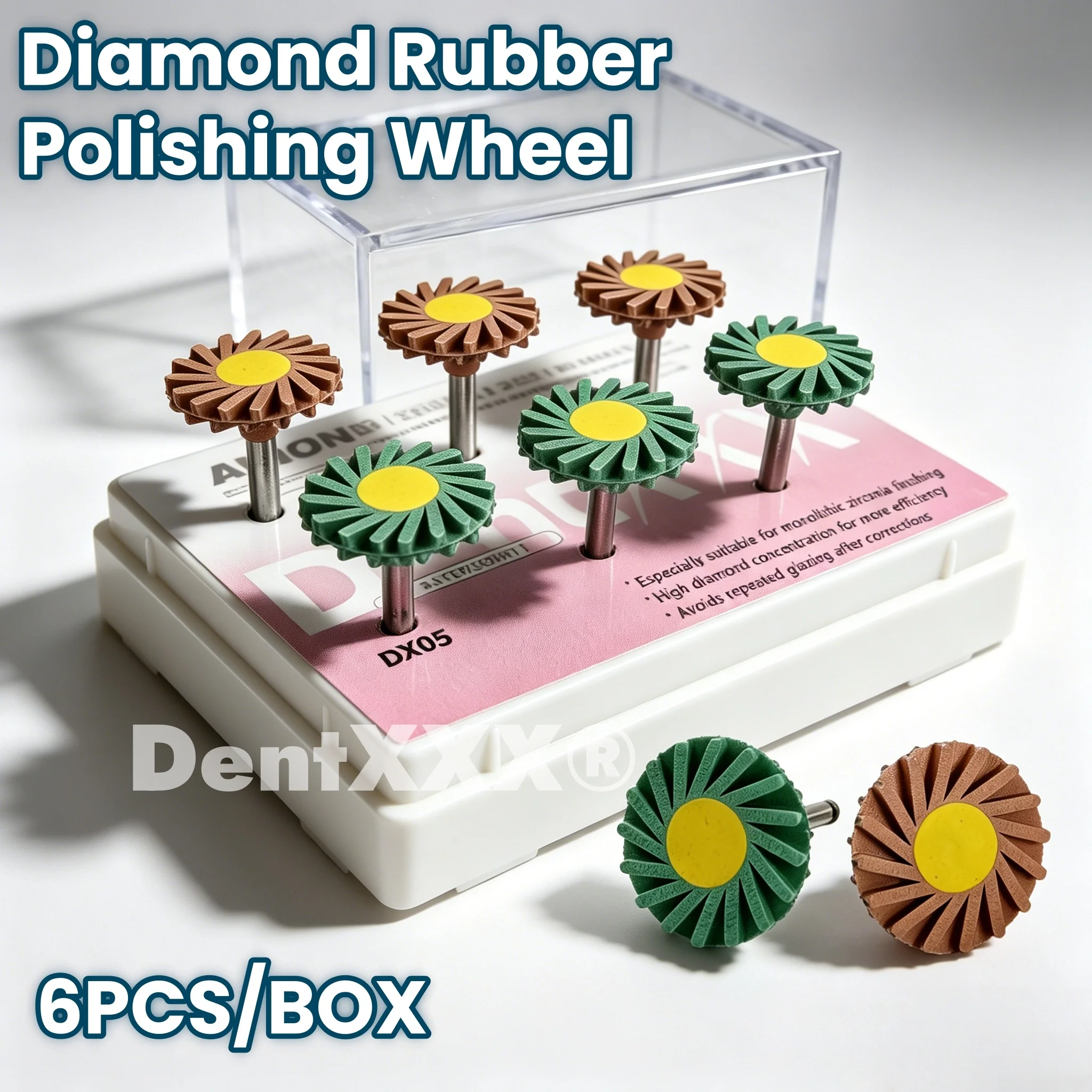 

6PCS/BOX Flexible Spiral Diamond Rubber Polishing Wheels Multi-Grit Multi-Angle Fine High-Gloss Polishing Grinding and Polishing