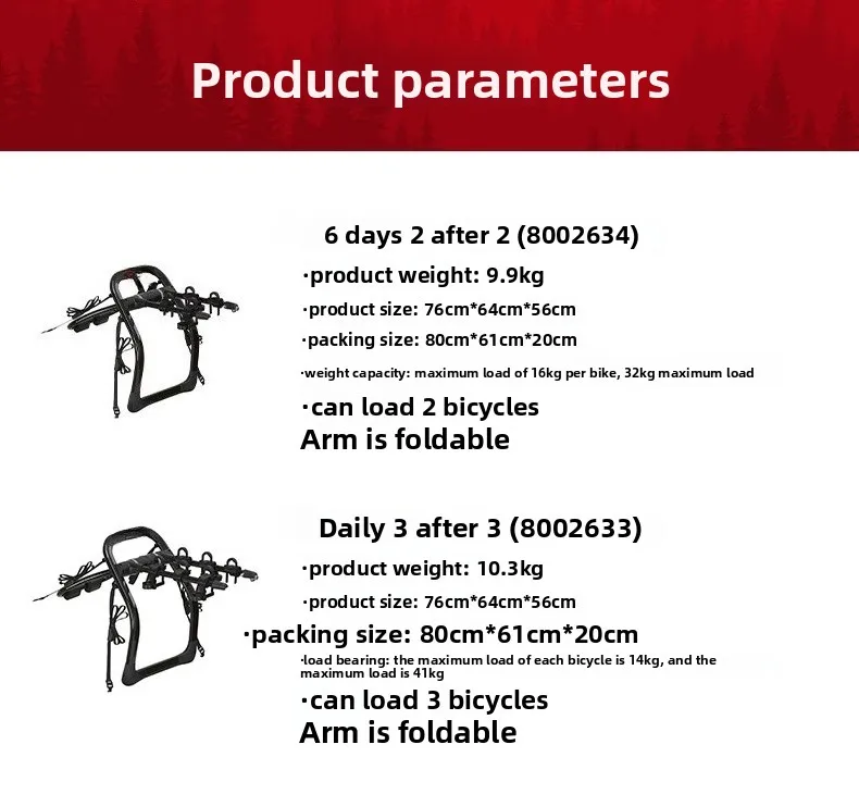Telaio per bicicletta per auto, bagagliaio per auto sospeso posteriore, staffa posteriore sospesa