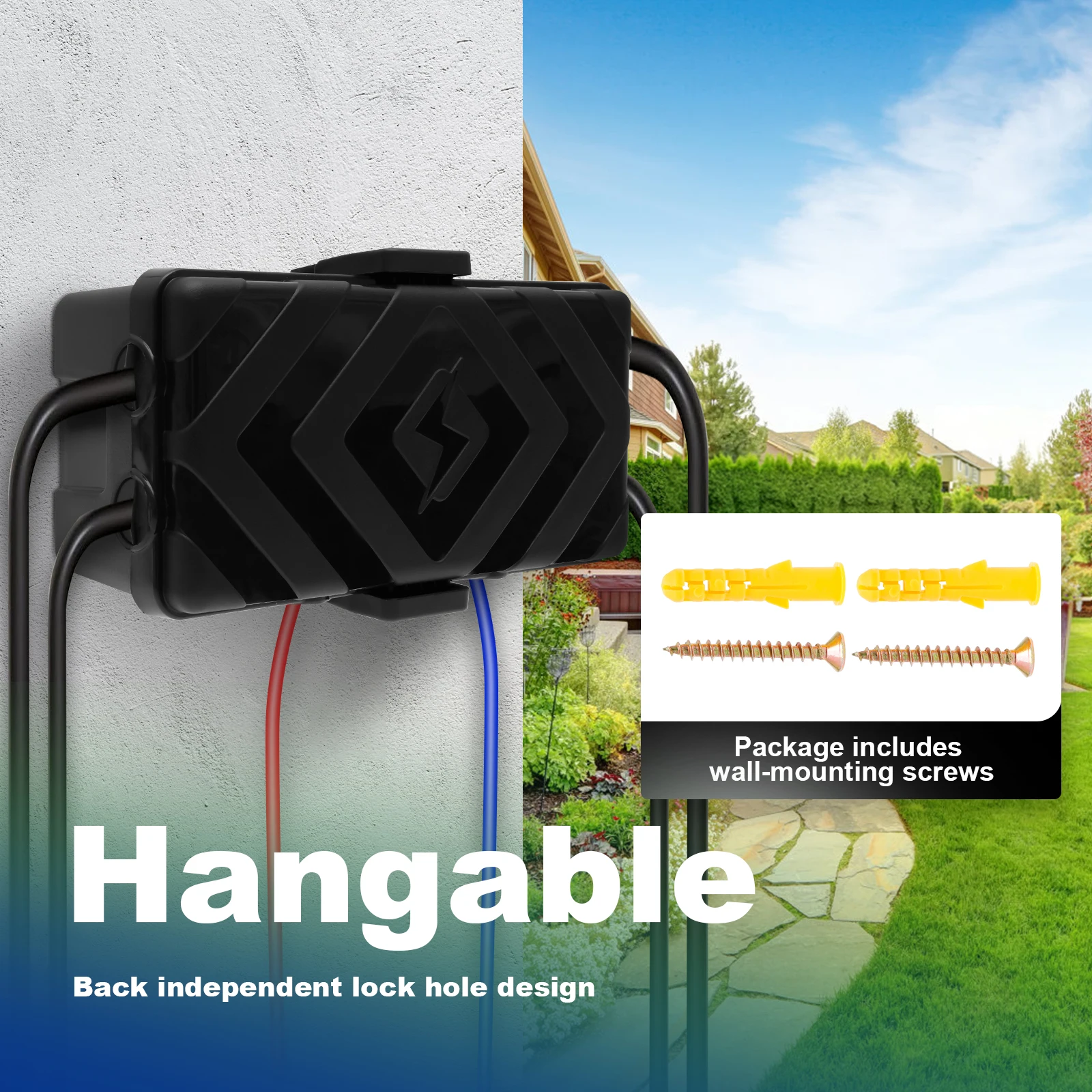 Caixa de conexão elétrica à prova de intempéries 25.8x12.7x9.5cm caixa elétrica externa, capas de cabo de extensão à prova d'água para cabos de tomada