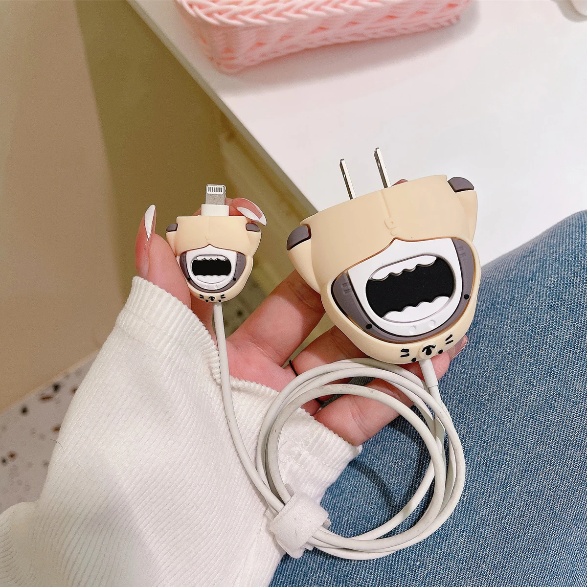 Charger Protection Case For Apple For Iphone Case Cartoon Cute Charging Head Protection Case Shark Cat Claw Little Bear Durian