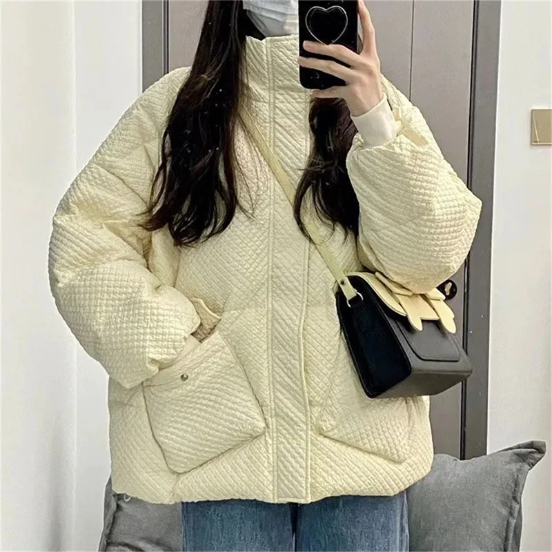 Winter Standing Collar Cotton Jacket 2023 New Korean Version Loose Short Ai Shang Minimalist Women\'s Jacket Ins Style Women New