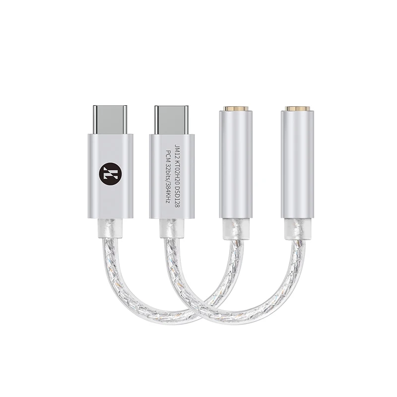 JCALLY JM12 tipo C USB C DAC Chip KT02H20 32bit/384KH DSD128 adattatore Audio digitale con conduttore placcato argento