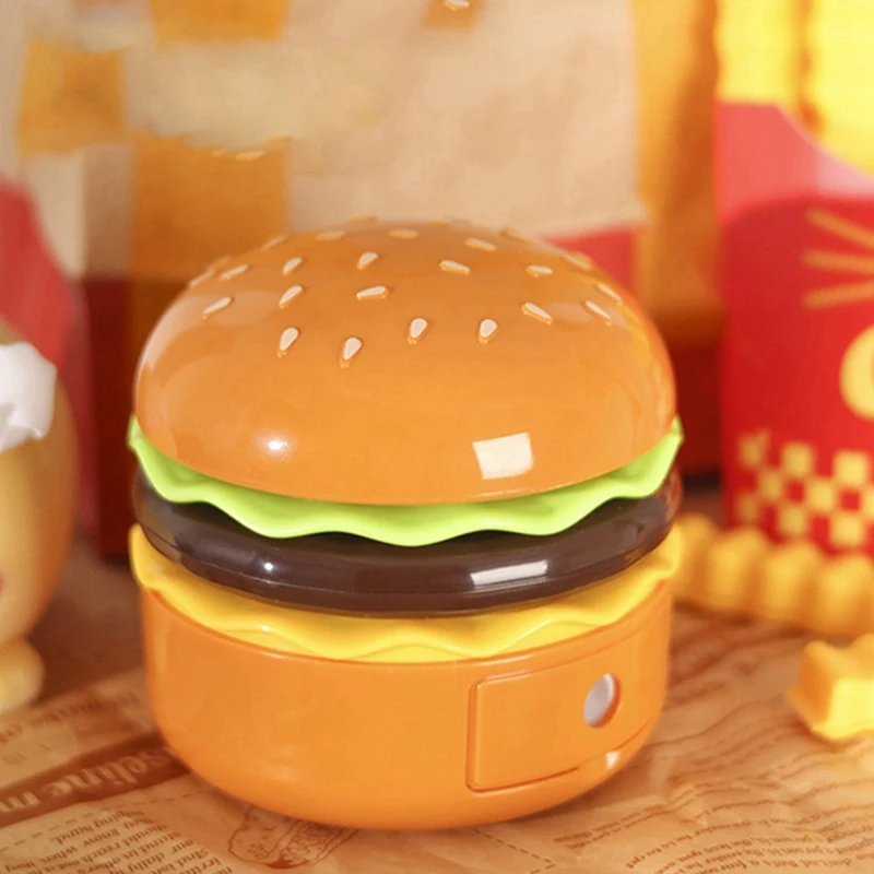 Rechargeable Desk Lamp Hamburger Small Desk Lamp For Kids With Adjustable Neck Touch Switch With Pencil Sharpener