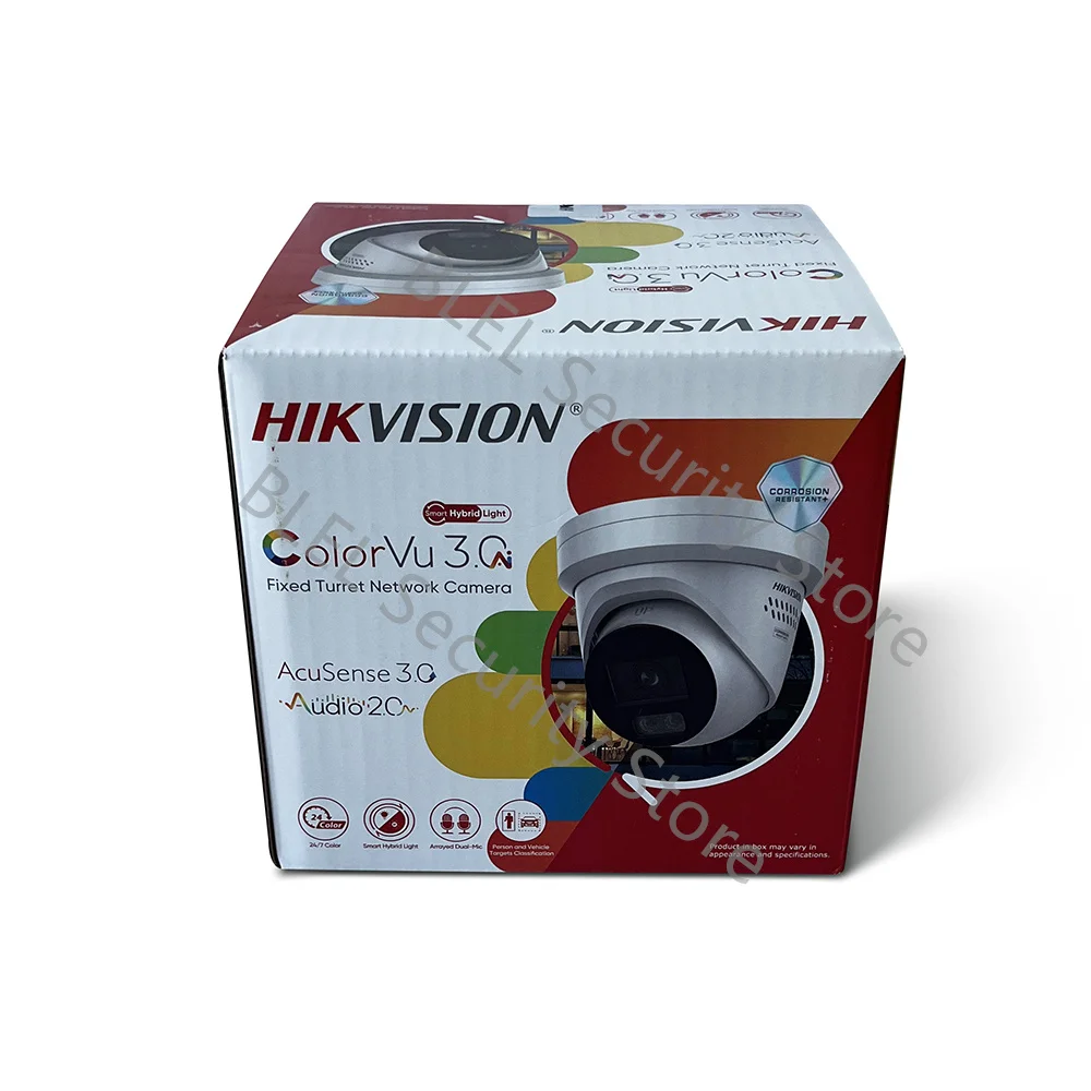 Hikvision 8MP Câmera IP DS-2CD2387G3-LIS2UY/SRB Luz Híbrida Inteligente com ColorVu Torre Fixa Câmera de Rede Sistema CCTV 4K POE