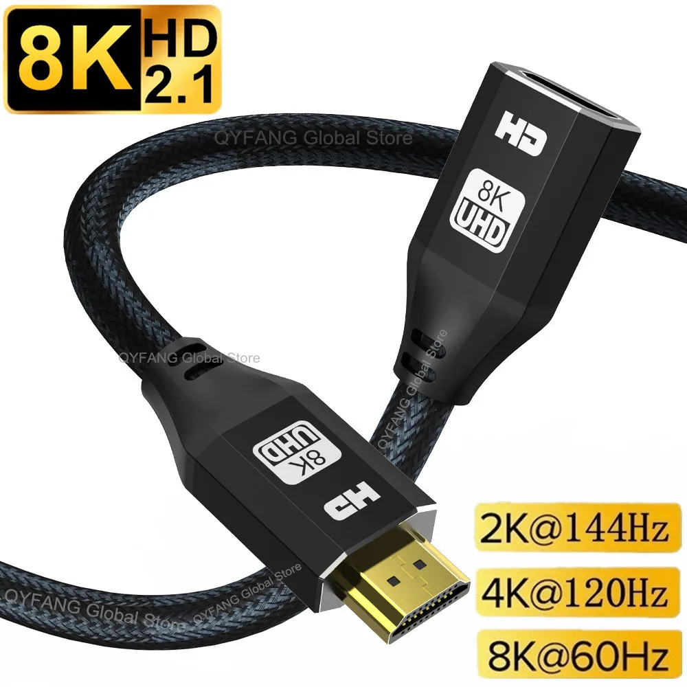 Kompatybilny z HDMI przedłużacz 8K 2.1 HDMI-kompatybilny kabel męski na żeński kablowy dla HDTV PS4 przełącznik HDMI-kompatybilny rozszerzenie