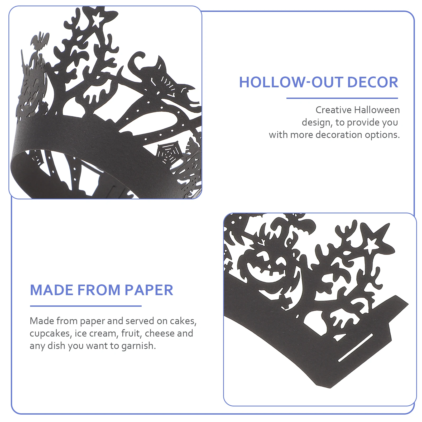 

24pcs Hollow-Out Cupcake Wrappers Halloween Cake Decorations Disposable Baking Wraps Party Supplies Witch Cupcake Wrappers
