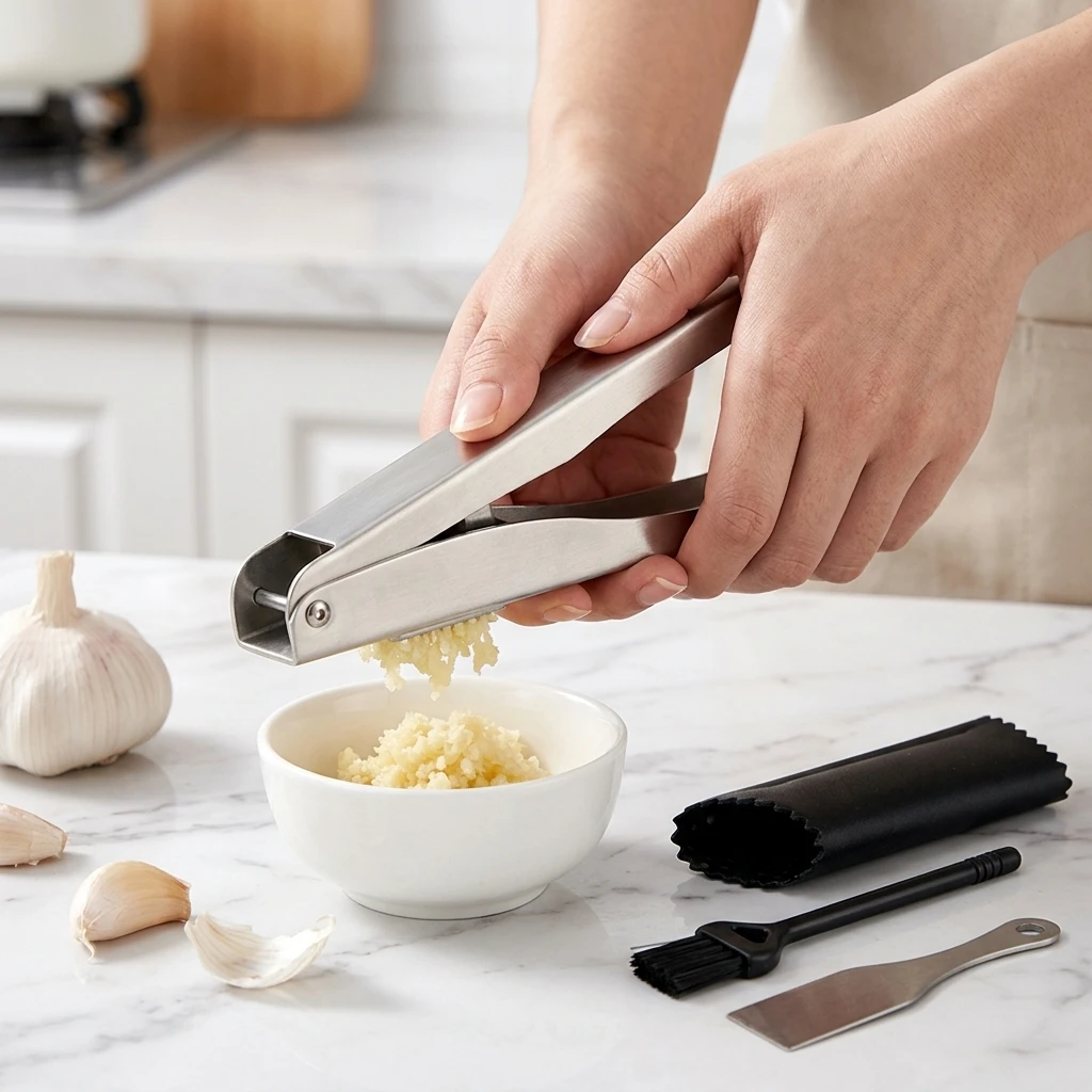 Professional Garlic Press 304 Stainless Steel for Kitchen Home Restaurant Heavy Duty Manual Crusher Squeezer Durable Tool