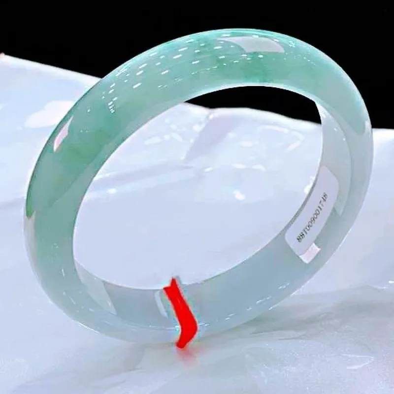 Myanmar , Natural Ice Jadeite for Women, Light Green Jade Bracelet, Girl's Style, Noble Lady Brace