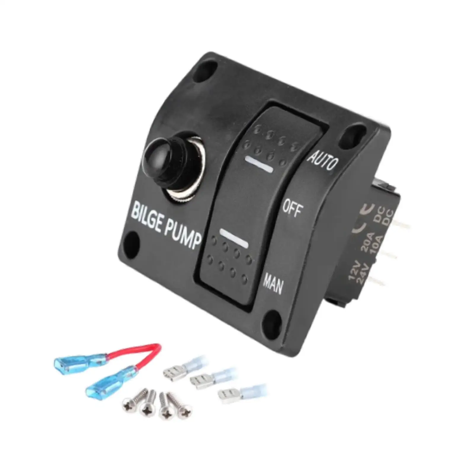 

3-позиционная панель переключателя трюмного насоса, автоматическое выключение, руководство, практичное со светодиодным индикатором, запасные части, аксессуары для лодок, прямая замена