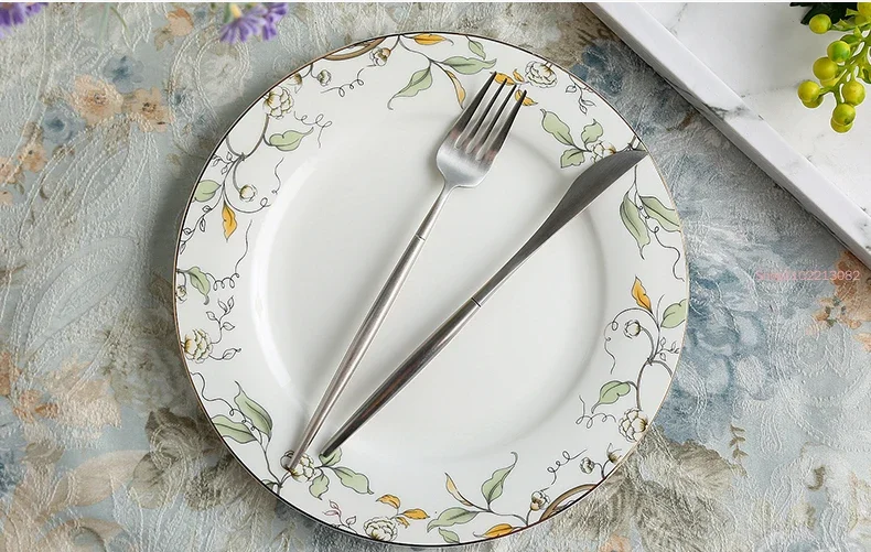 10 Inch, Plain White Bone China Dinner Plate, Ceramic Buffet Dishes, Pottery Serving Tray for Buffet and Dinner