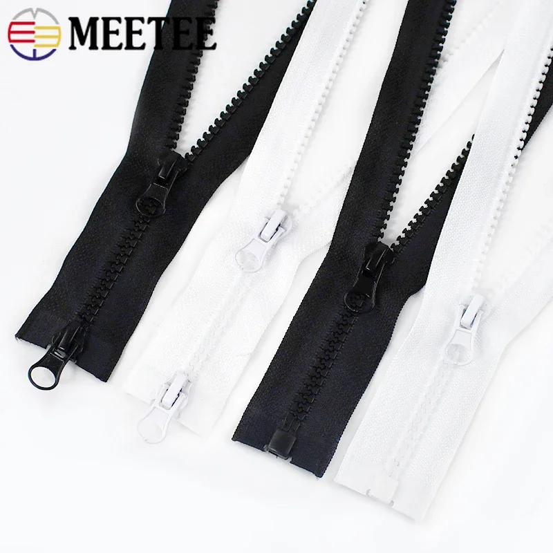 1Pc 5# 8# Resin Zipper Black/White 60-300cm Long Zippers Single/Double Sliders Zip Sewing Closures Jacket Coat Zips Repair Kit