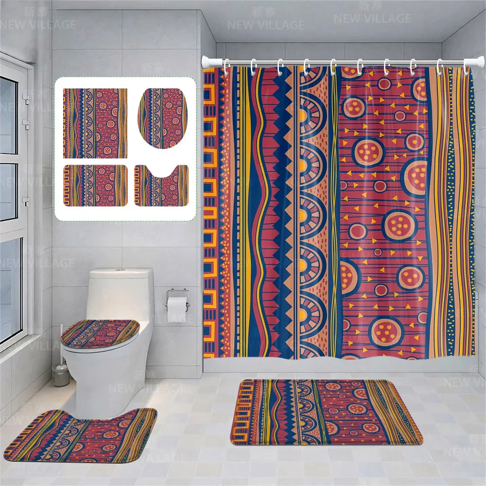 Home shower curtains bathroom Decora waterproof fabric non-slip bathmat water absorption curtain Modern geometric nordic simple