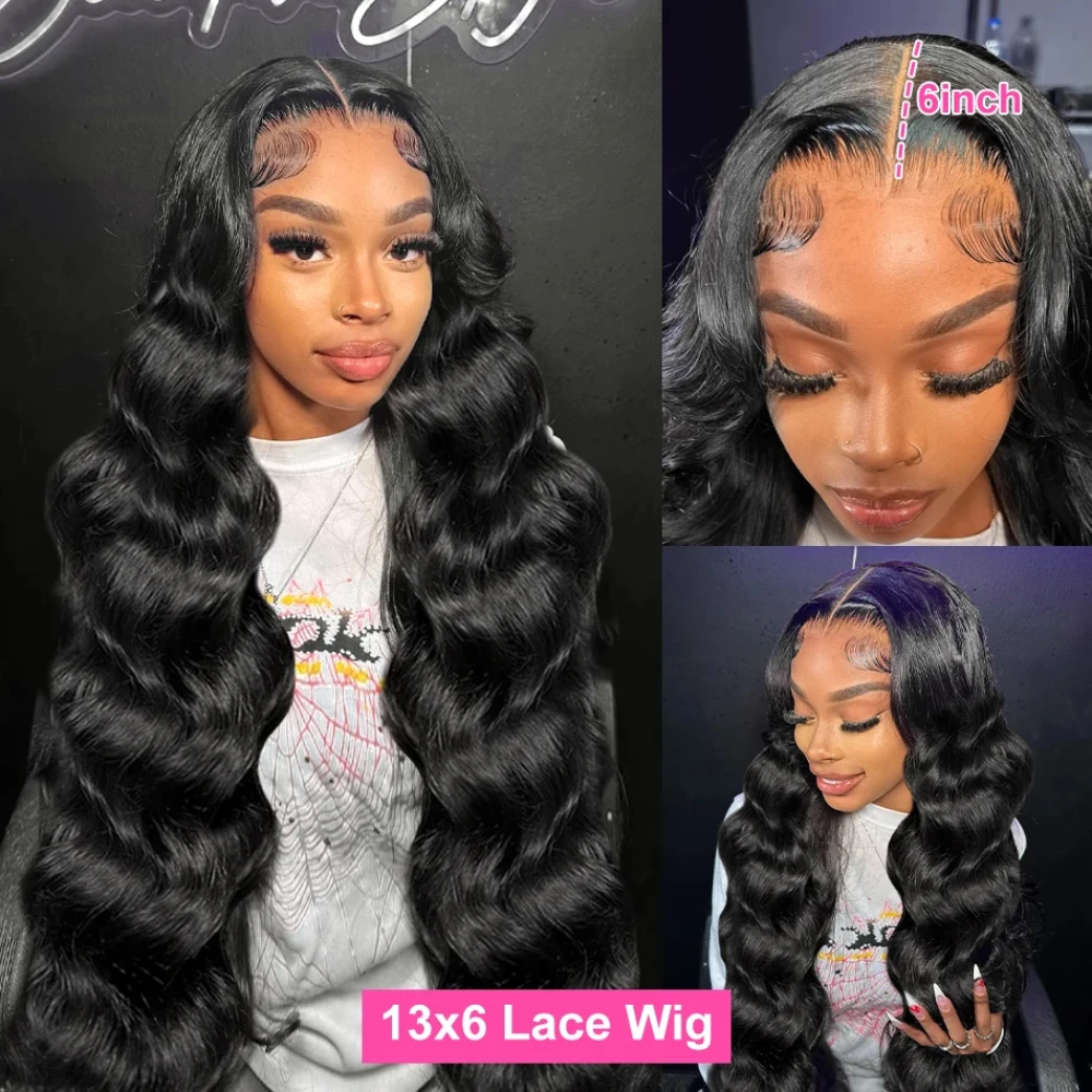 200 Density 46 Inch Body Wave Remy Hair 100% Human Hair Lace Front Wig Natural Color 13x6 HD Transparent Lace Frontal Women Wigs