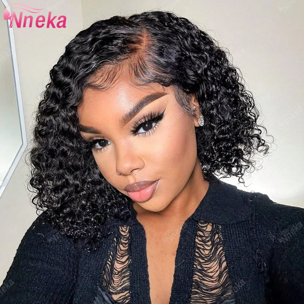 

No Glue Deep Wave Lace Frontal Wigs For Women 13x4 5x5 Glueless Bob Wig Curly Human Hair Wigs 230 Density Ready to Wear