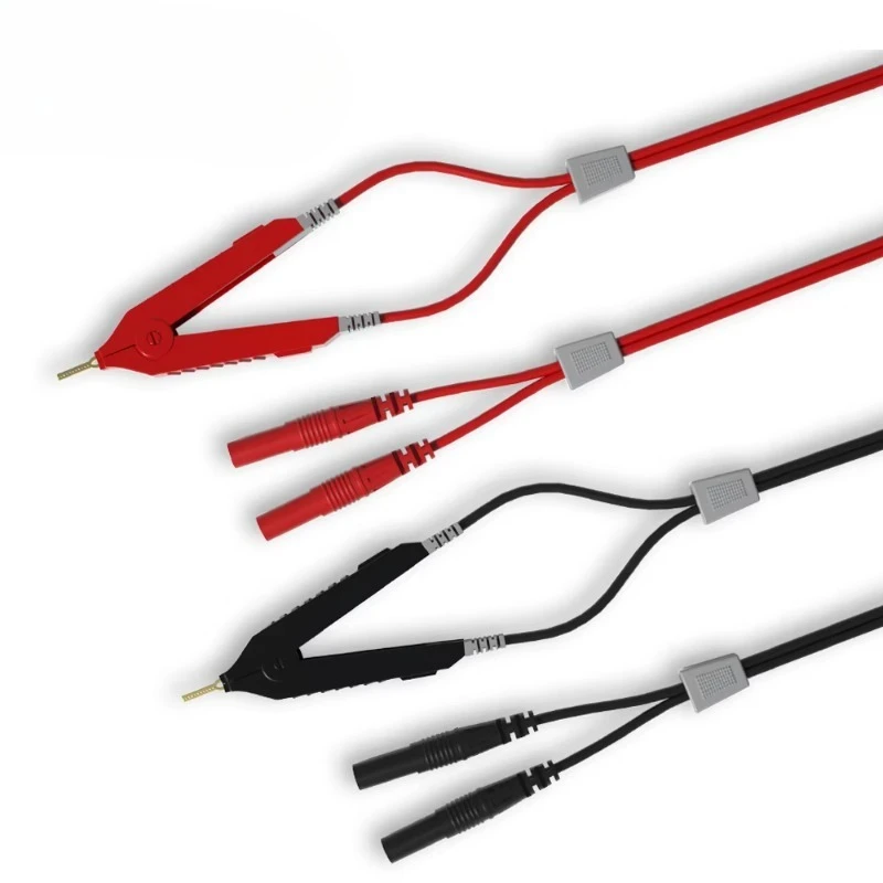 Kelvin Test Clip Probes 4-Wire Safety Banana Plug for LCR Resistance