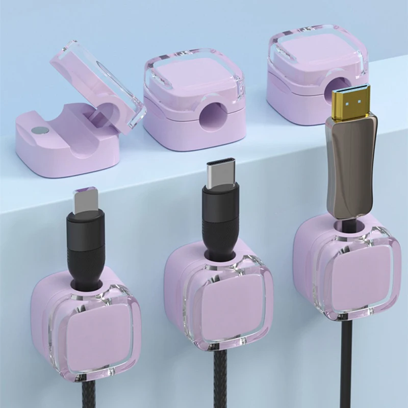 مقاطع كابلات مغناطيسية كابل USB حامل سلك قابل للتعديل سلس تحت مكتب إدارة الكبلات حارس الأسلاك منظم الكابلات حامل الخط
