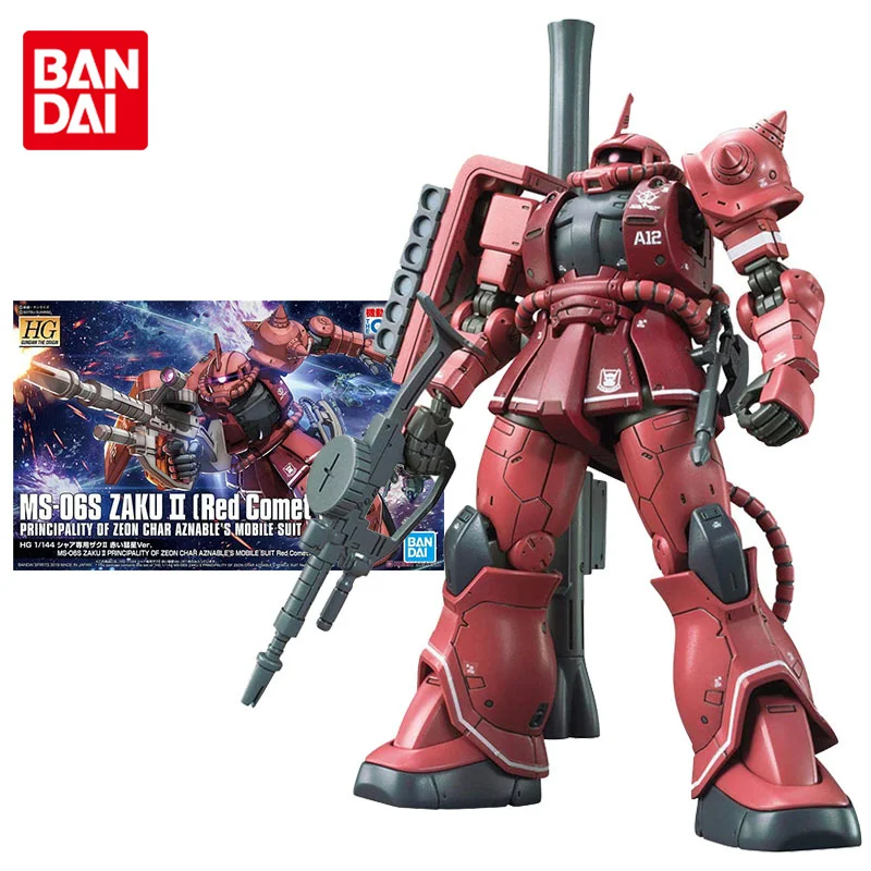 

Bandai Gundam Model Kit Anime Figure Toys HG MS-06S Zaku 2 Red Comet Ver Genuine Gunpla Anime Action Figure Toys for Children