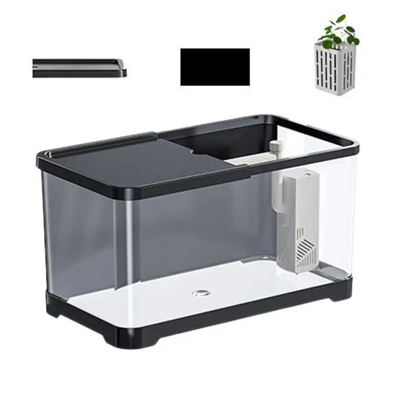 Fish Tank Kit Frameless Low-iron Aquarium Creative Fish Aquarium With Basket Versatile Fish Tanks For Jellyfish Guppy Shrimp