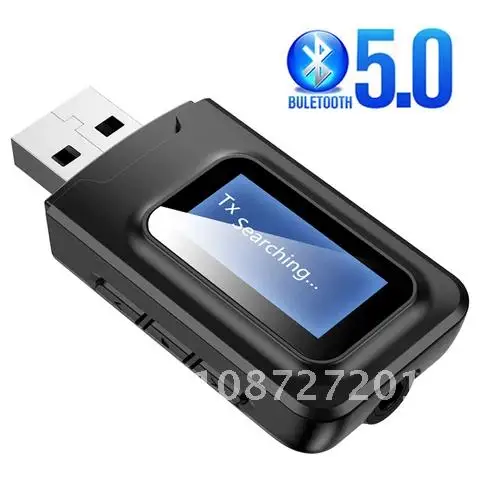 무선 오디오 어댑터, USB 블루투스 동글 3.5, 3.5mm AUX 잭, LCD 디스플레이 리시버 송신기, 자동차 PC TV용, 2 인 1