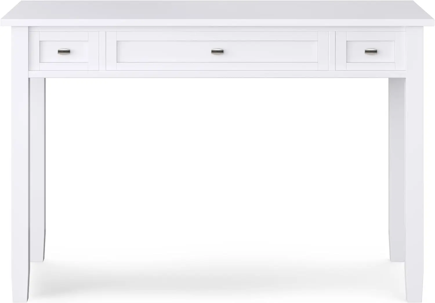 Warm Shaker Desk - 48-Inch Wide Solid Wood Writing Desk in White, Transitional Home Office Computer Table for Workspace or Study