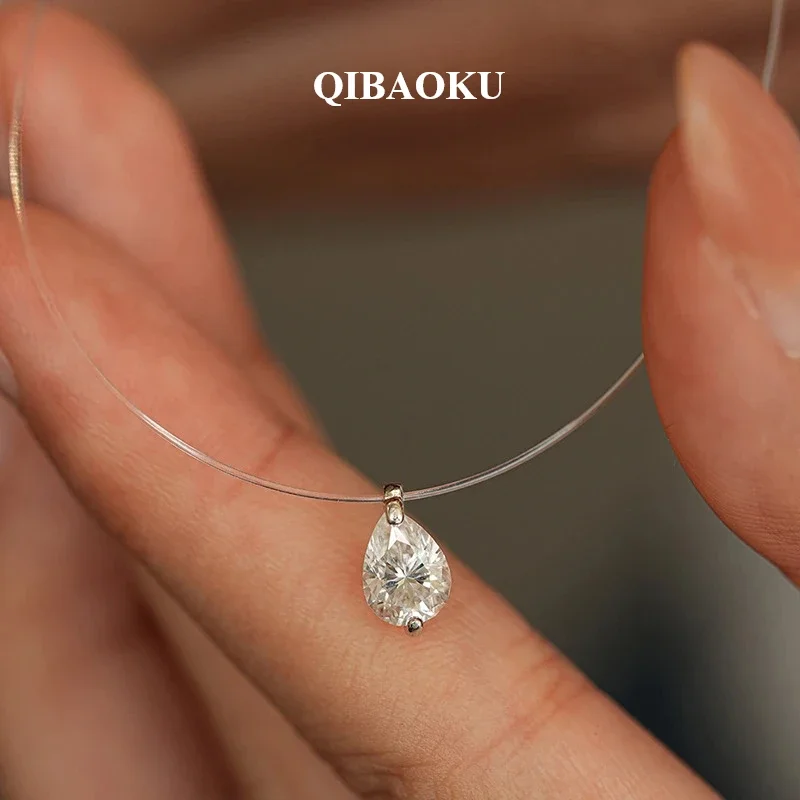 NASIA 0.8CT 5*7MM Fishing Line Moissanite Necklace for Women Pear Classic Pendant S925 Sterling Silver Jewelry Wholesale 2026
