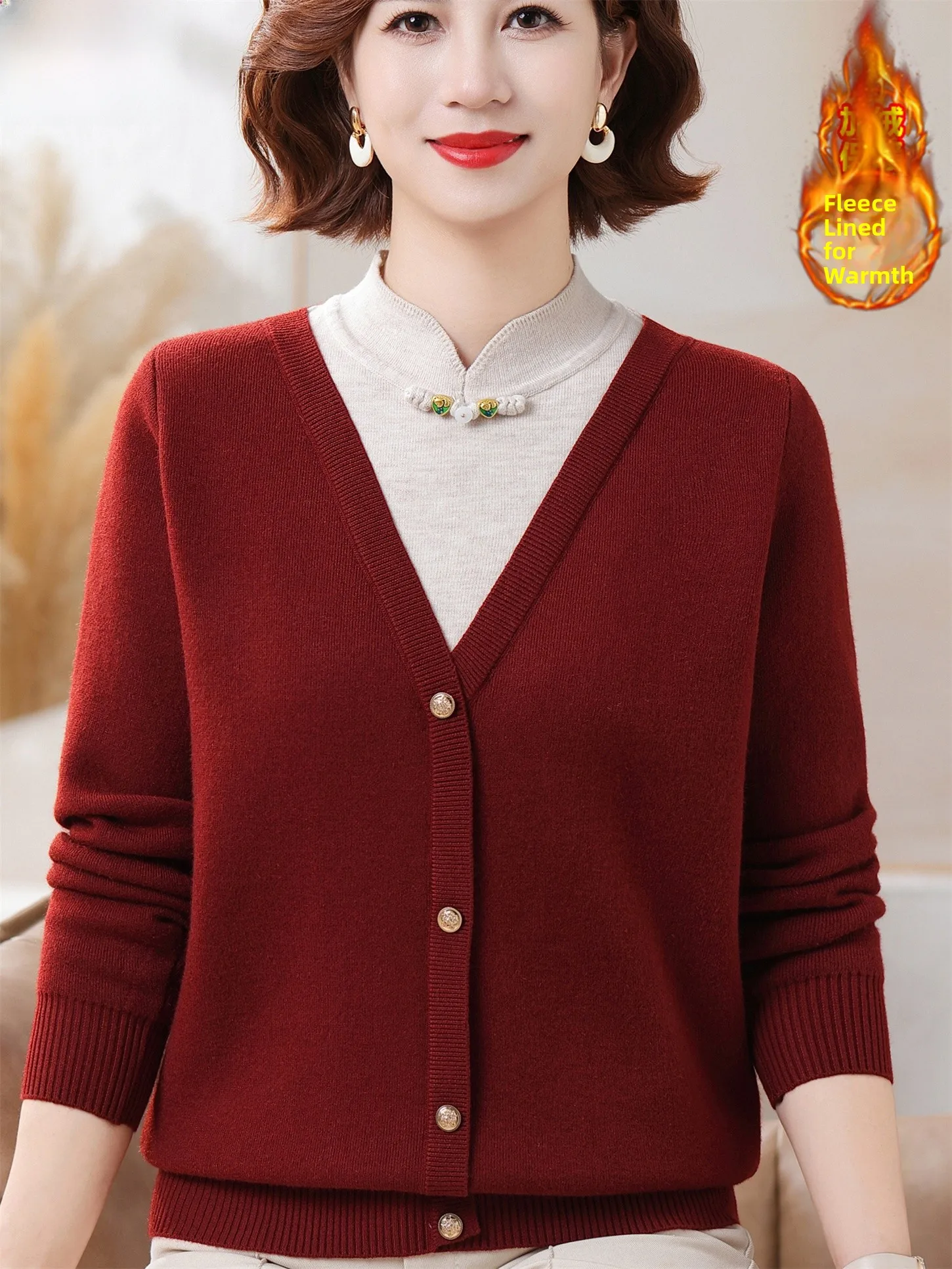 

Новый китайский искусственный двухсекционный свитер с воротником-флагом Dr, теплый топ на подкладке с начесом для среднего возраста и ли...