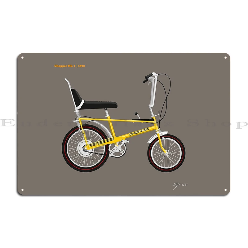 Retro Bicycle Vintage 70s Banana Seat Bike Raleigh Chopper Mk 1 Golden Yellow Metal Mural Iron Create Classic Tin Sign Poster