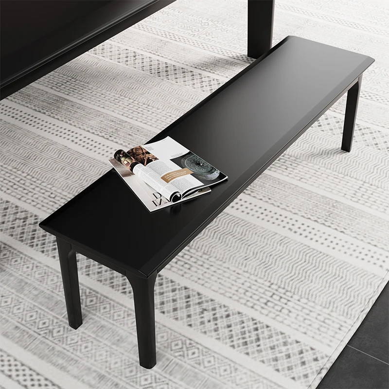 

Black all solid wood bench dining chair industrial style stool Nordic light luxury dining side bench solid wood household wooden