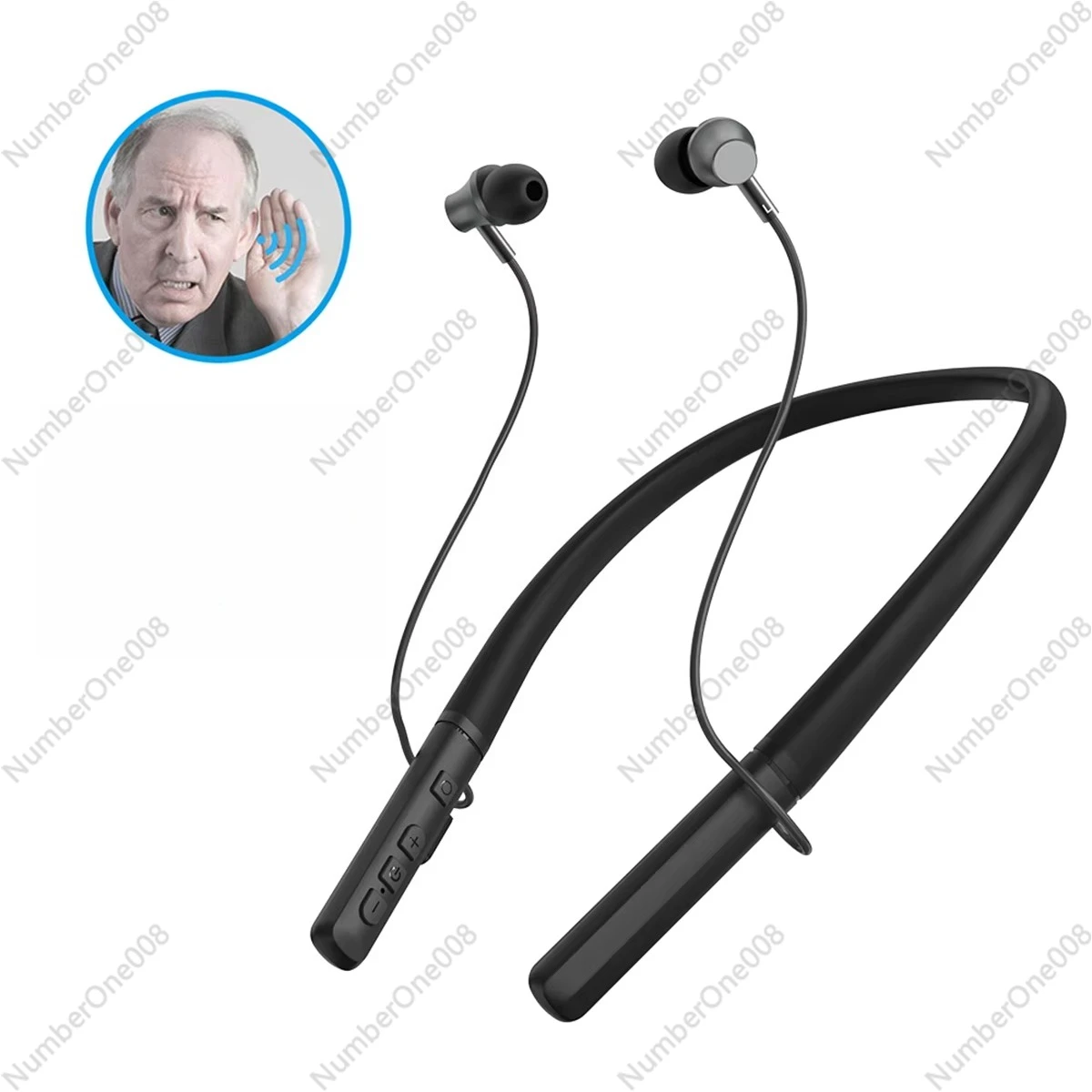

Wireless Neckband Earbuds, Hearing Amplifier for Seniors and Adults, Digital Hearing Aid, Rechargeable, Comfortable Fit