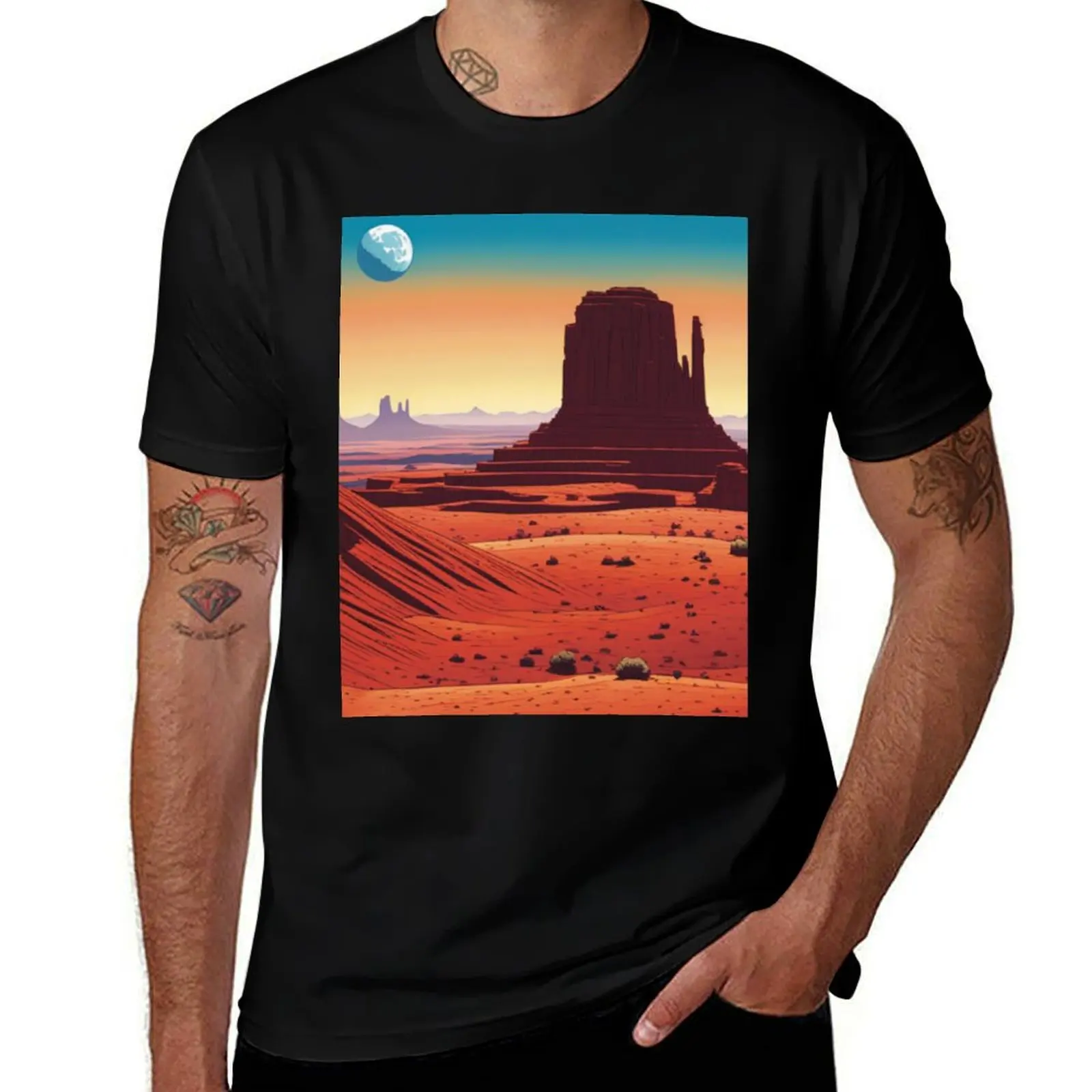 Monument Valley Landscape with Road T-Shirt Holiday Casual Short Sleeve Top