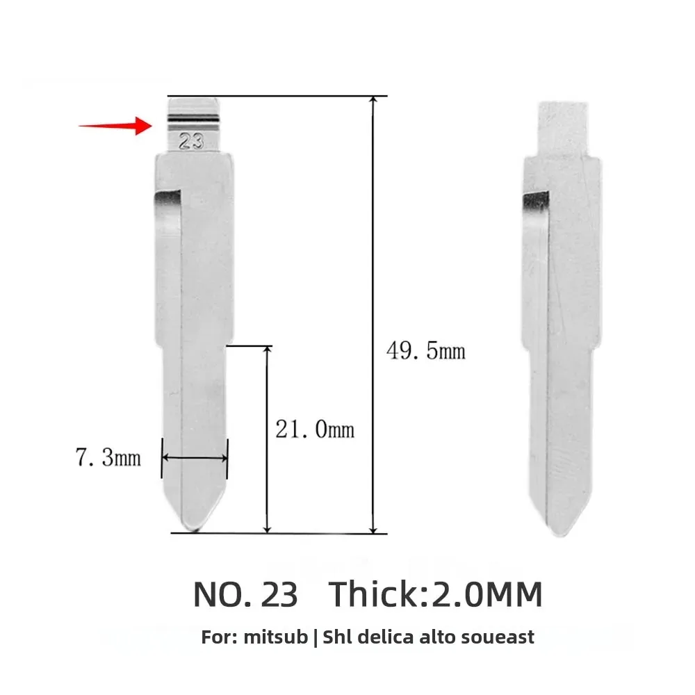 100pcs #23 Metal Uncut Blank Flip Remote Key Blade For MITSUBISHI DELICA ALTO SOUEAST