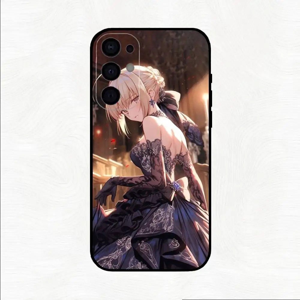 S-Saber Fate Fanart Handyhülle für Samsung S25, S24, S21, S22, S23, S30, Ultra, S20, Plus, andere weiche schwarze Hülle