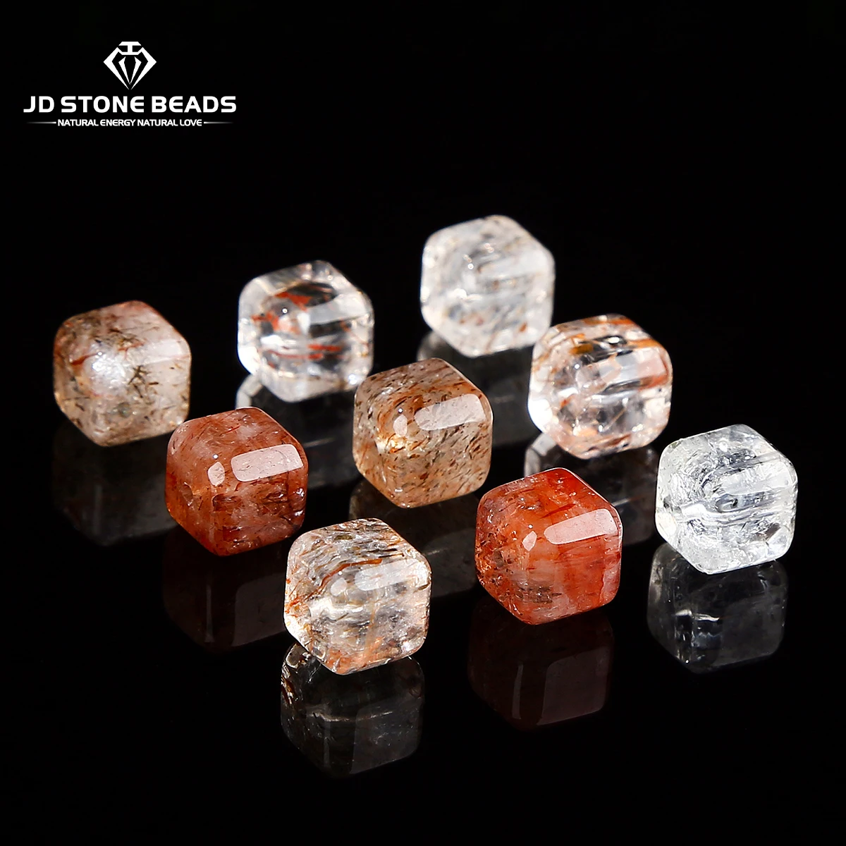 1 Pc Natural Stone Black Super Seven Rutilated Quartz Square Faceted Bead for Jewelry Making DIY Necklace Bracelet Accessory