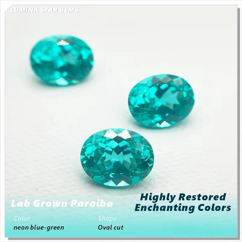 Im Labor gezüchteter Paraiba-Edelstein, oval geschliffener neonblauer synthetischer Turmalin, lose für Schmuckfertigung, individuell wählbares Zertifikat. – Detail 6